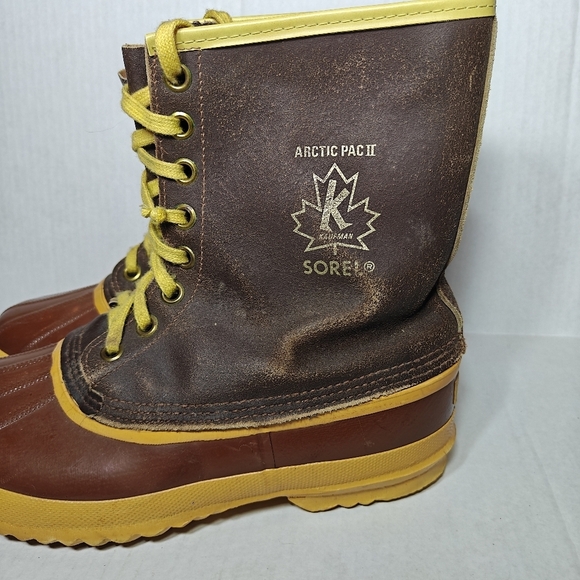 Sorel Arctic Pac Leather Rubber Wool Lined Lace Up Duck Tan Brown Boots Men\'s 10 main image 8